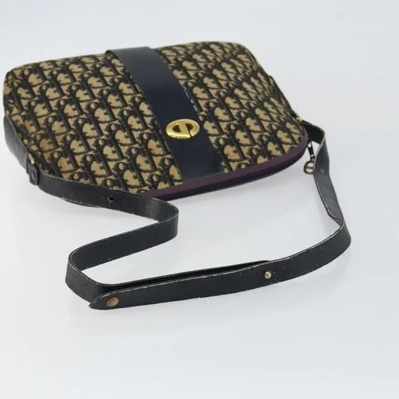 Authentic Christian Dior Trotter Canvas Shoulder Bag Navy Gold - Picture 14 of 16
